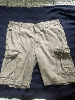 Michael Brandon grayish green Cargo Shorts with Utility Pockets